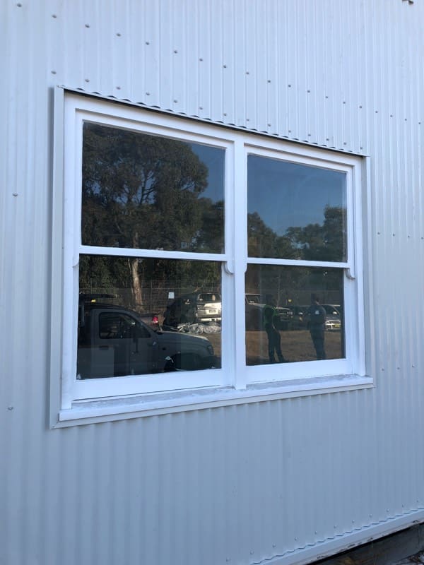 Colorbond corrugated cladding installed - window detail